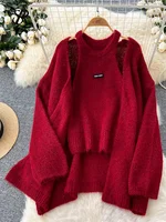 SINGREINY Fashion Solid Cashmere Sweater Long Sleeves Loose Warm Cardigan+Sleeveless Knitting Tank Top Winter Gentle Casual Tops - Image 4