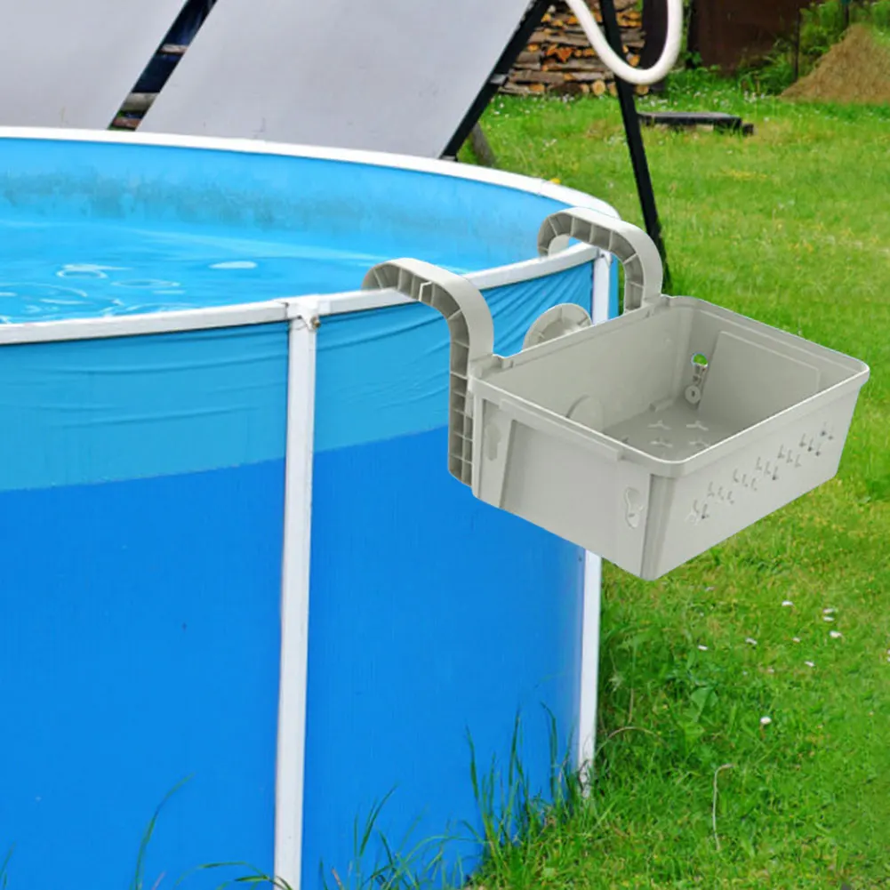 Poolside Storage Baskets with Pool Cup Holders Pool Storage Basket Swimming Pool Hanging Storage Basket Above Ground Pool Tool