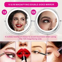 8inch 10X Magnifying LED Makeup Mirror with 3 Color Light Touch Switch Double Side USB Charging Desktop Vanity Cosmetic Mirror 2