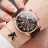 5PCS/Set Geneva Women Watches Fashion Leather Band Quartz Wrist Watch Butterfly Jewelry Set（Without Box） 6