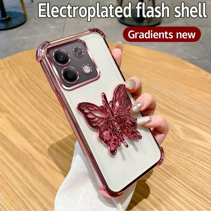Glitter Plating Butterfly Holder Phone Case with Bracket Cover