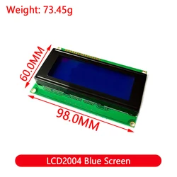 High-Contrast Blue Green LCD Module with I2C Interface (LCD2004 Blue)