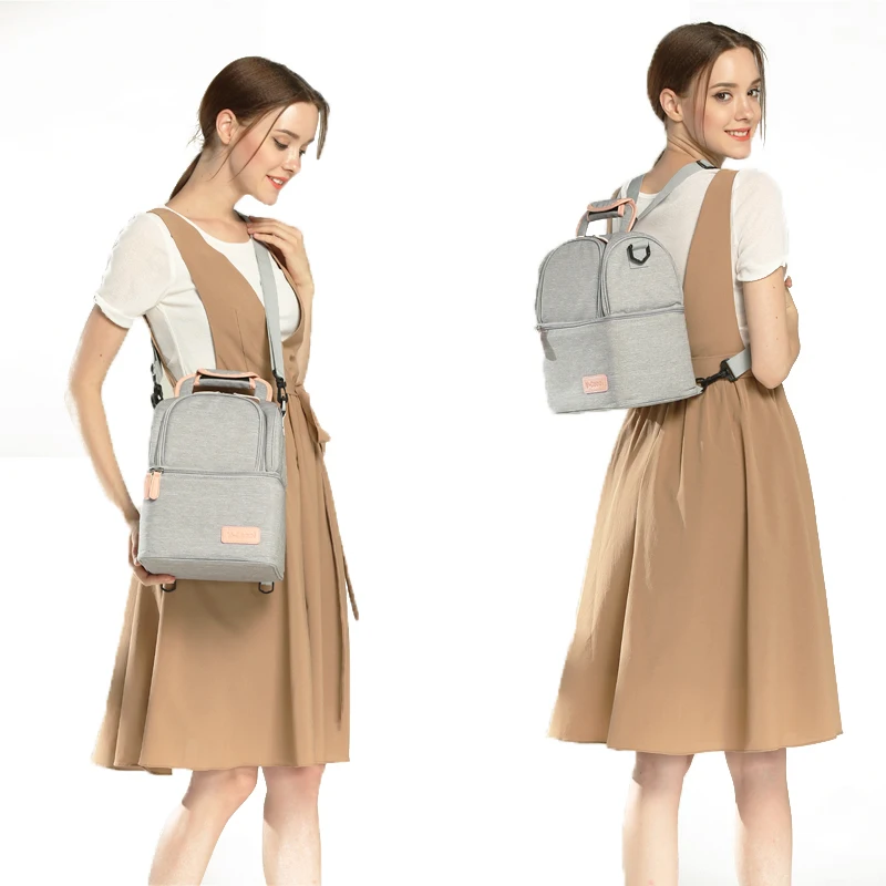 Lunch Bag Women Thermal Dinner Box Cooler Picnic Pouch Double Layer Portable For Food Kids Milk