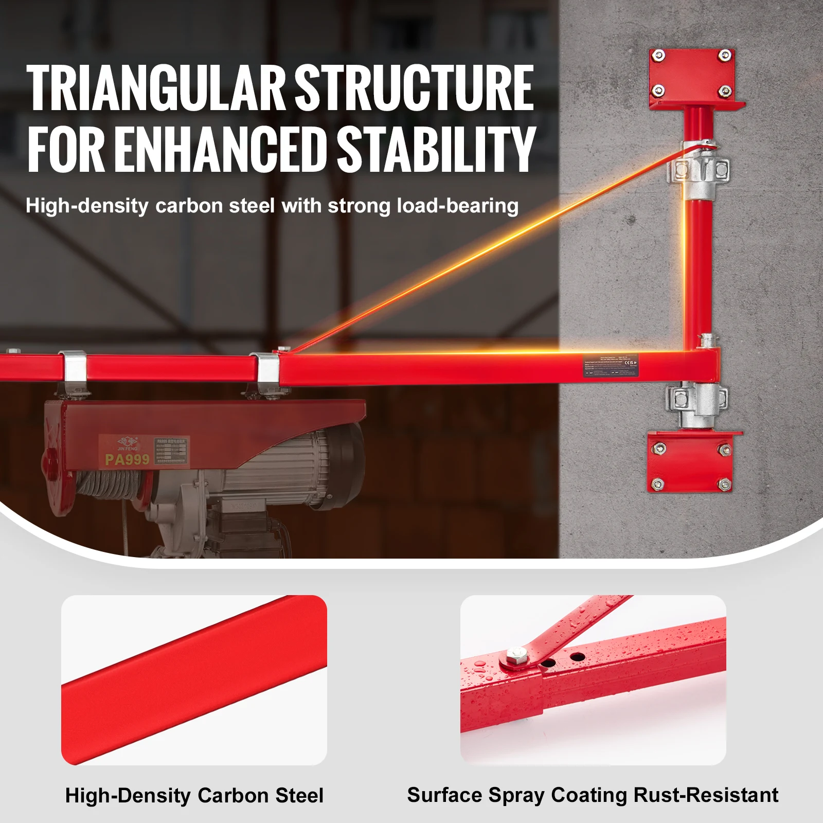 Steel Electric Hoist Support Arm for Workshop Garage Lifting
