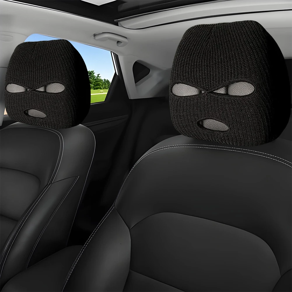 4/6/8PCS Car Headrest Cover Decoration Car Front Seat Head Rest Protector Spoof Face Car Seat Head Rest Cover for Most Cars