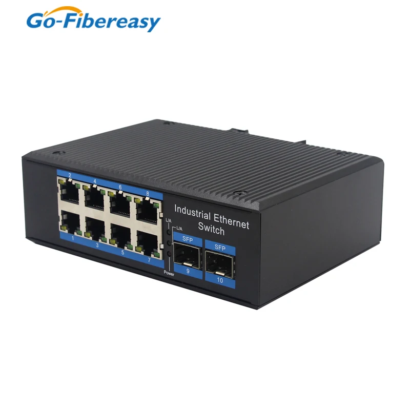 Gigabit Industrial PoE Switch 8Port L2+ Managed Support IEEE802.1ad Q-in-Q VLAN Stacking Robust IP40 Aluminum Ethernet Switch