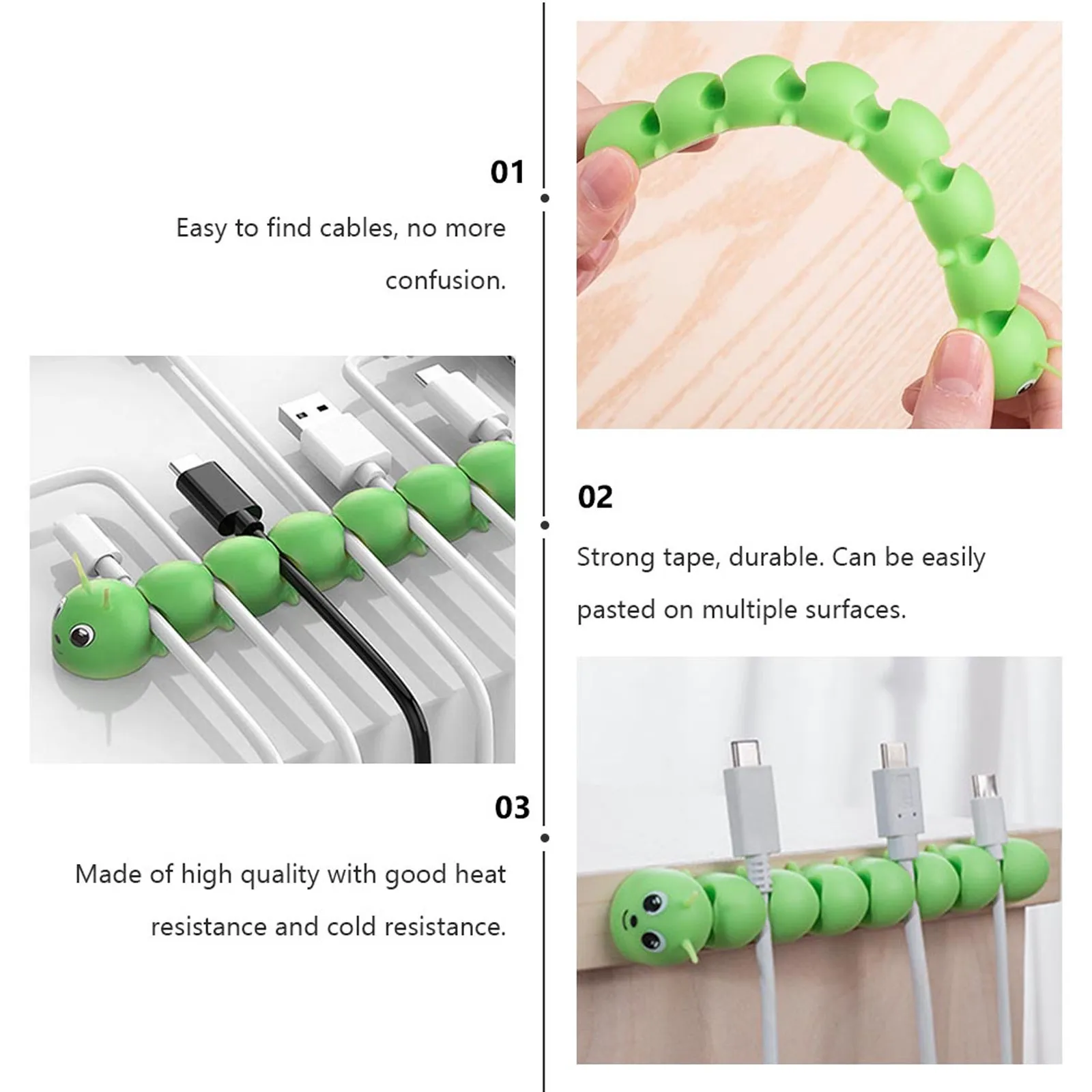 1Pcs 애벌레 모양의 실리콘 케이블 와인더 헤드폰 휴대 전화 USB 충전기 노트북 이더넷 케이블 데스크탑 케이블