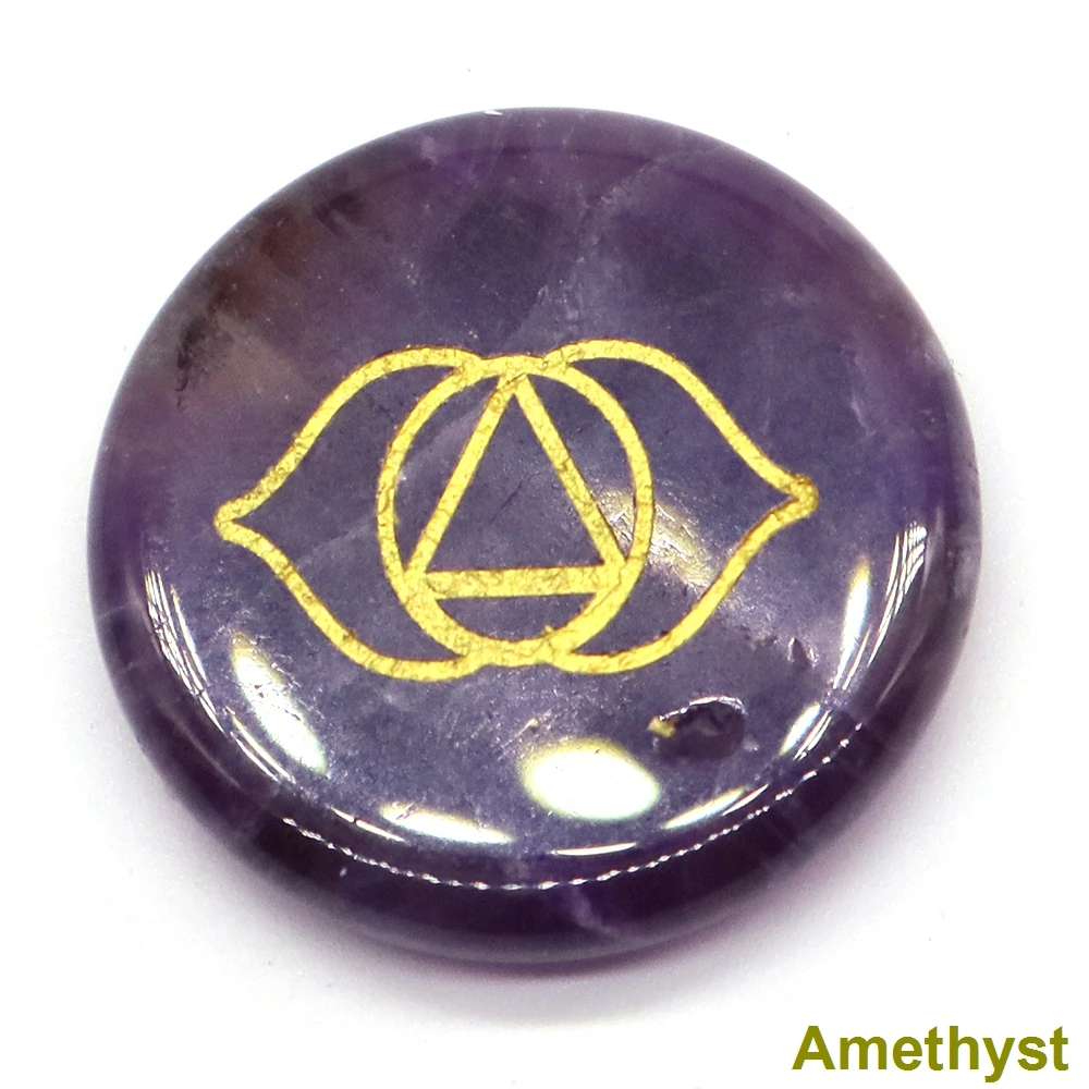 Juego de cristal Reiki curativo de piedra Natural de 7 Chakras, energía pulida Wicca, piedra preciosa de bolsillo de Palma, productos espirituales de meditación de 25mm