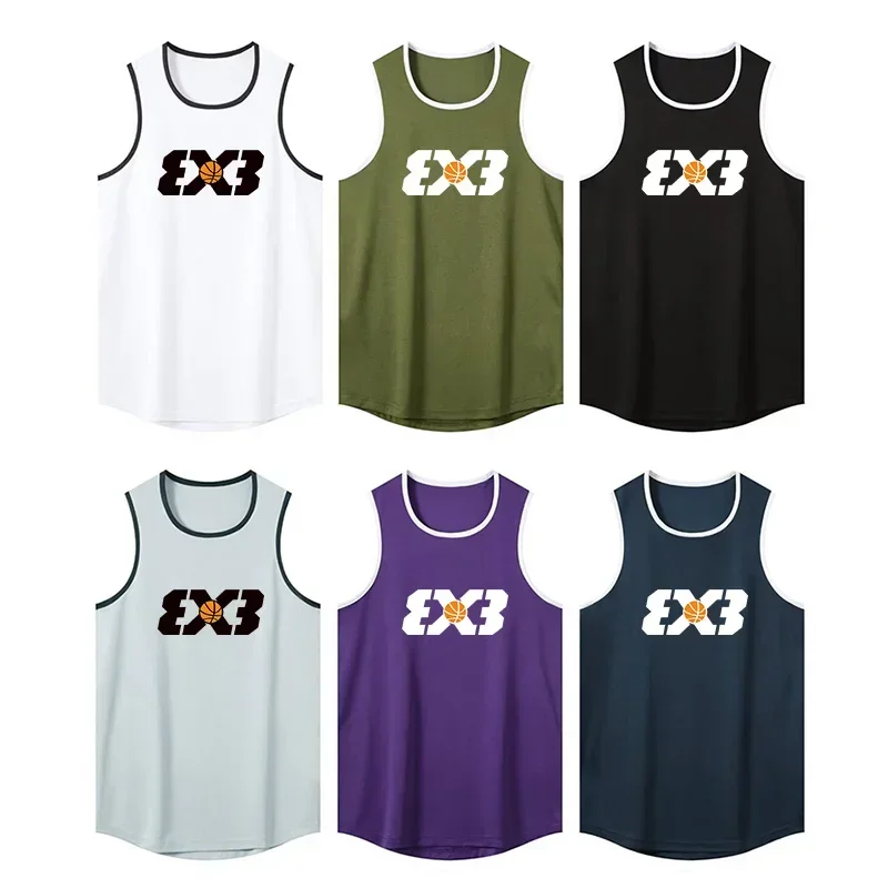 American 3X3 Basketball Sports Vest Men Summer Sleeveless Quick-drying Gym Fitness Running Loose Equipment Training T-shirt