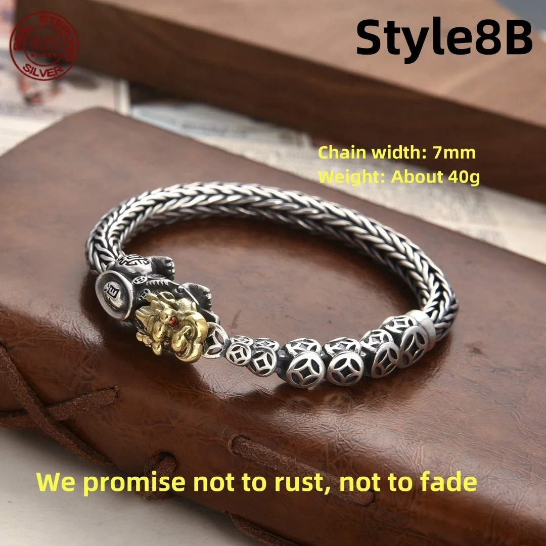 The new S925 sterling silver handwoven brave bracelet men and women trend retro national wind ornaments to send boyfriend