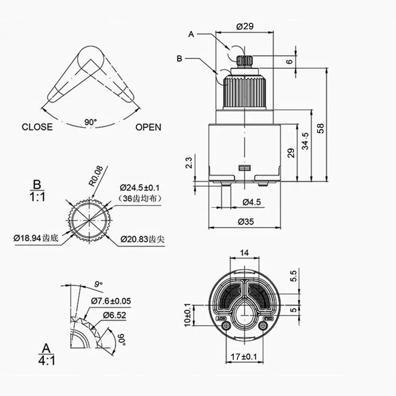 Thermostat Ceramic Cartridge Faucet Cartridge Mixer Low Torque Faucet Accessories Rotation Flat Base faucet cartridge
