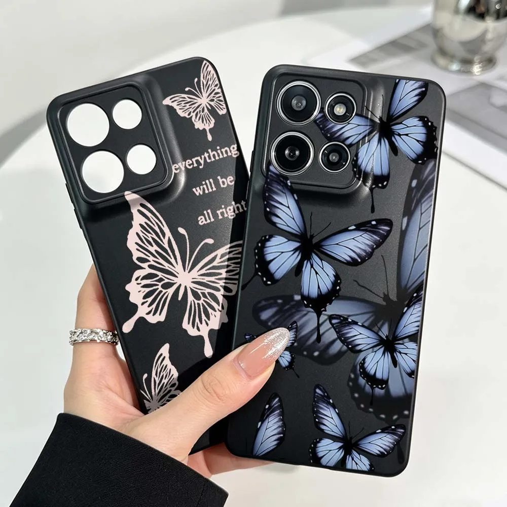 Artistic Butterfly Pattern Black Soft Phone Case