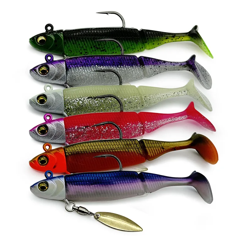 6Pcs 15.5g 22g  Jig Head Artifial Bait  Jigging Soft Fishing Lure with T Tail  for Sea Fishing Bass Snapper Freshwater