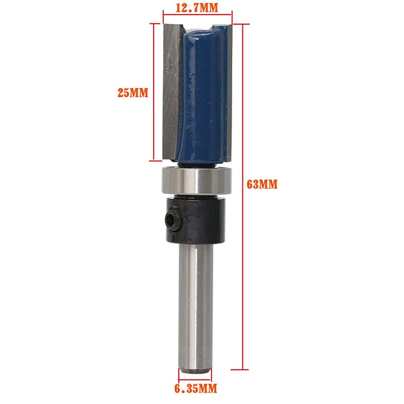 3Pcs 1/4 inch Shank Flush Trim Router Bits Pattern Template Router Bit Set Woodworking Top Bearing Milling Tools