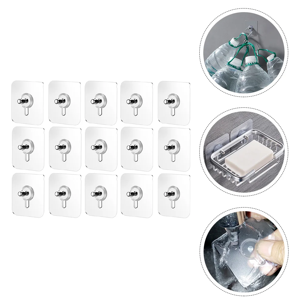 

20 Pcs No Trace Screw Sticker Self-adhesive Hooks Punching with Rod Home Wall Non-Trace Acrylic Photo Frame Kitchen Nail