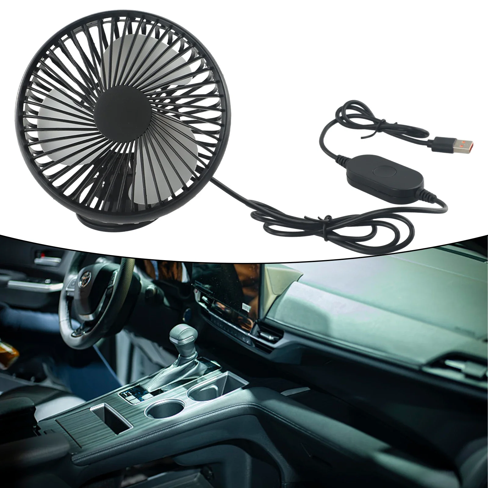 

Suction Cup/stand Cooling Fan Truck ABS Accessories Adjustable Car Convenient Cooling System Dashboard Fan Hot Day