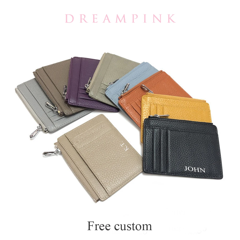 이름카드 개인별로 디자인된 슬림 지퍼 카드 홀더, 미니 가죽 동전 지갑 DIY, 로고 각인 가능한 맞춤형 선물용 카드 지갑 이름카드 개인별로 디자인된 슬림 지퍼 카드 홀더, 미니 가죽 동전 지갑 DIY, 로고 각인 가능한 맞춤형 선물용 카드 지갑