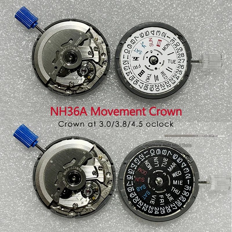 

Оригинальная японская Механическая механизм NH36A, Корона даты на 3,0/3,8 часов, модель NH36A, автоматический механизм, 24 детали
