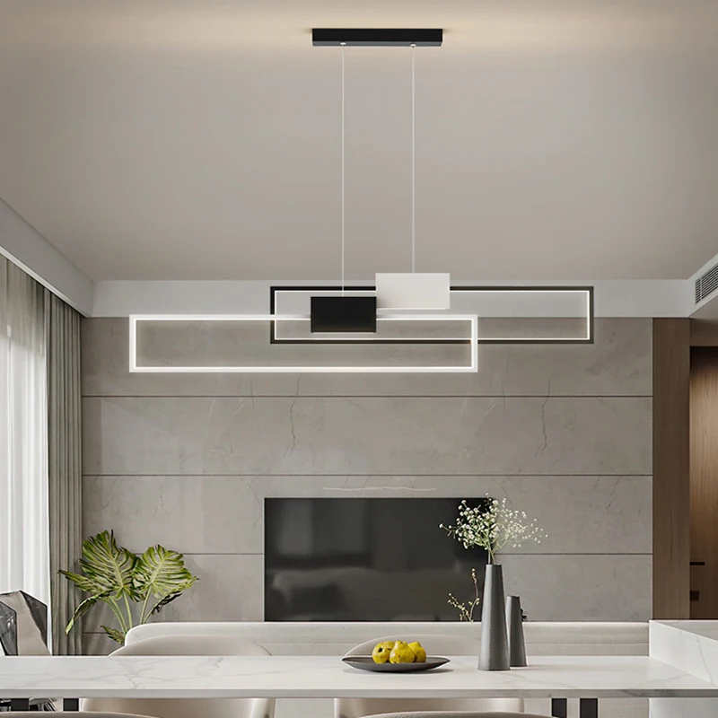 

Modern Rectangles Led Pendant Lights Living Dining Room Decor Chandeliers Lighting Home Kitchen Bar Loft Hanging Lamp Luminaire