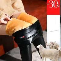 Winter Extra Thick PU Shiny Leather Leggings Pants for Women No Splitting High-Waisted Slimming Long Trousers Plus Size S-5XL - Image 3