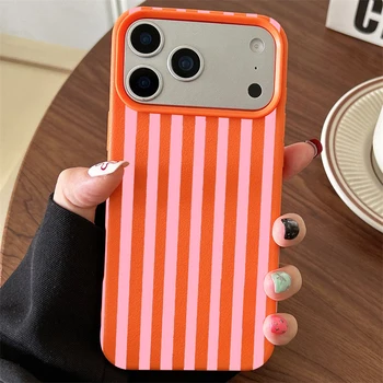 Minimalist INS Phone Case For iPhone 17 16 15 Pro Max XS X XR 7 8 Plus 16E 16 17 13 14 12 11 Pro Colorful Striped Couple Cover 1
