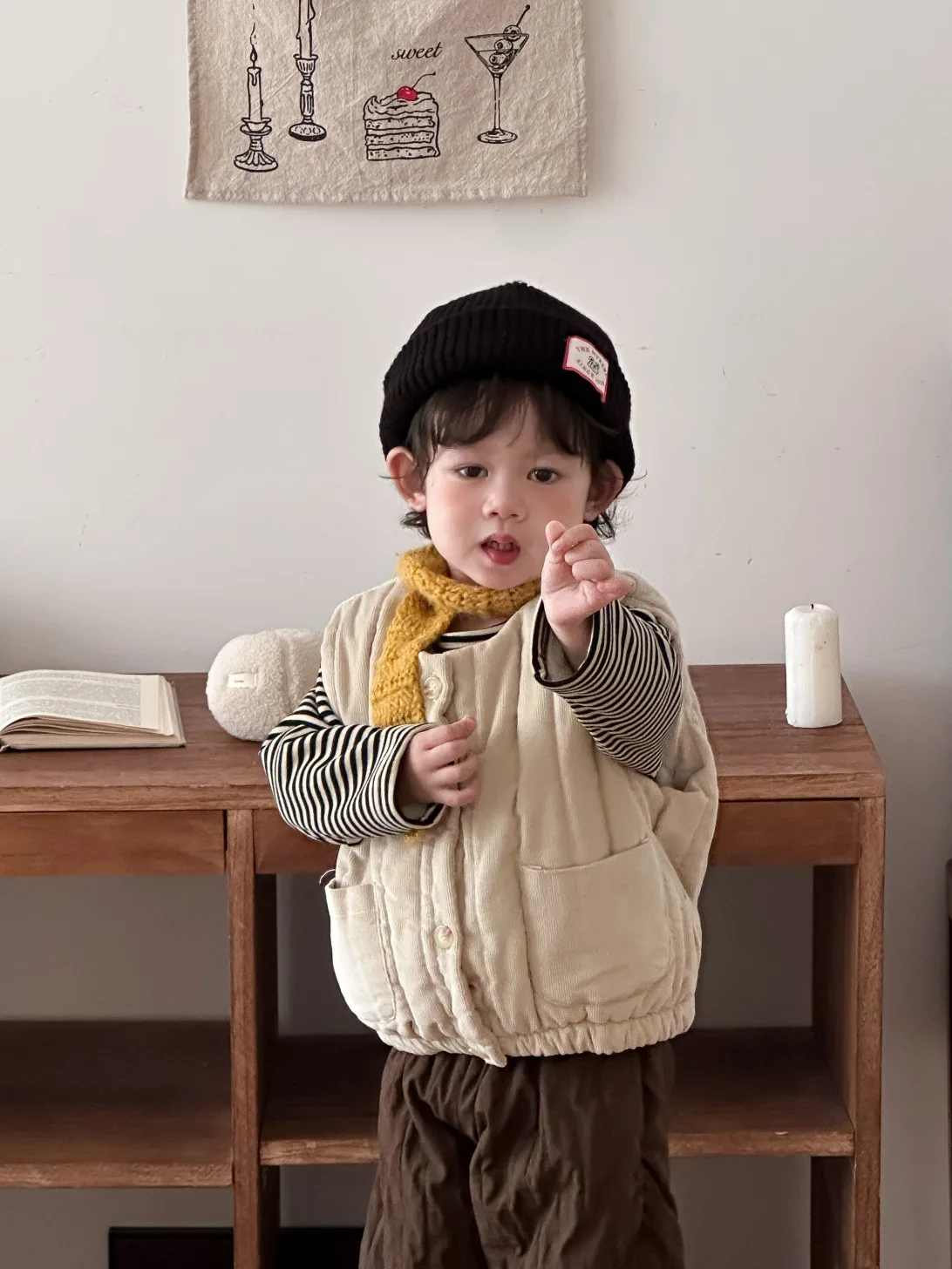  남아 여아 면 패딩 재킷 솔리드 토들러 조끼 가디건 2025 겨울 신상  민소매 따뜻한 조끼 플러스 벨벳 두꺼운