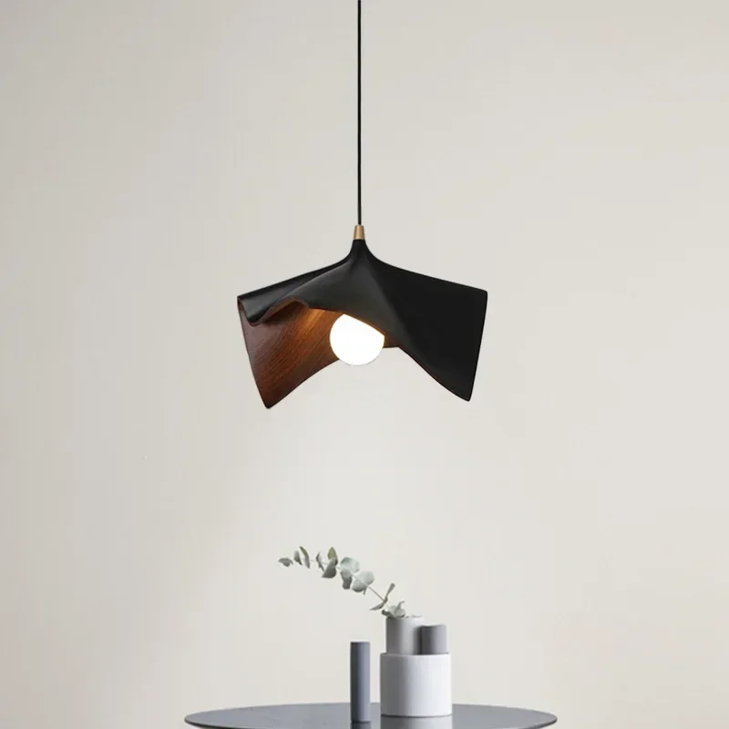 

Nordic Minimalism Pendant Lamps Imitation Wood Chandelier Designer Irregular Shape Hanging Dining Room Bedroom Lighting Fixture