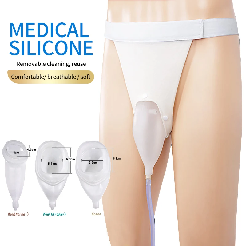Urine Collector Silicone Reusable Incontinence Urinal Pee Holder Bag Male Urine Collection Bag Comfortable for Bedridden Patient