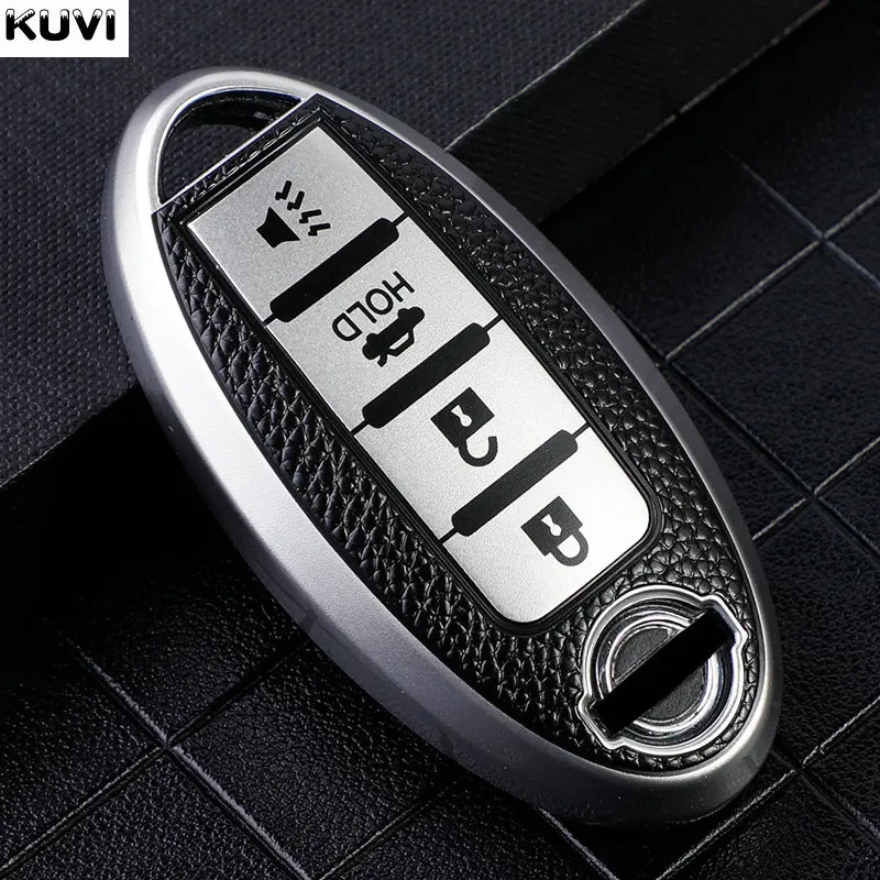 Für Infiniti Nissan Altima Maxima Murano Rogue Sentra 370z Leder TPU Auto 4 Taste Schlüssel Fall Abdeckung Schlüsselbund Schutz Zubehör