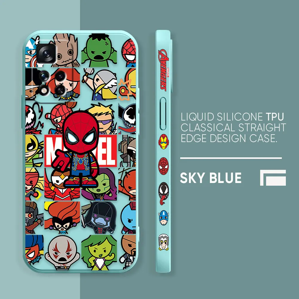 thumbnail image 1 of Case For Redmi Note 12 11 11T 11R 9 9S 8 7 7S PRO PLUS 4G 5G Simple Liquid silicone Case Marvel Cartoon Iron Spider-Man Poster, 1 of 5