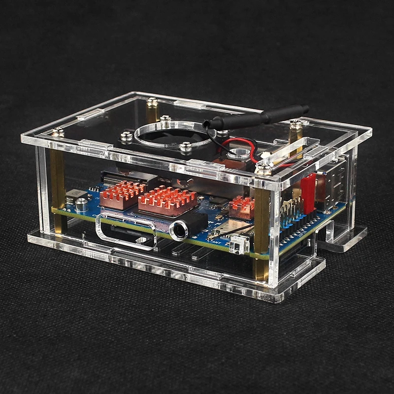 Orange Pi RV2 Acrylic Case Transparent Shell Cooling Fan Copper Heatsinks Option