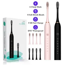 

Sonic Electric Toothbrush Smart Tooth Brush Ultrasonic Automatic Toothbrush 6 Modes USB Fast Rechargeable Adult IPX7 Waterproof