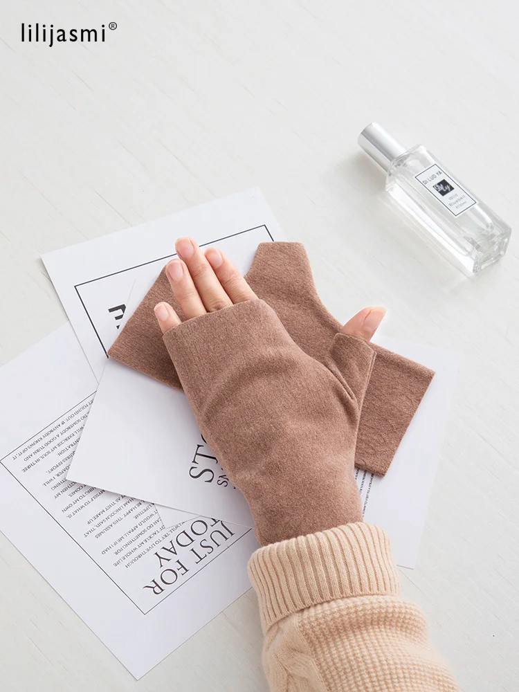 NewFunctionalFabricSoftCozyThinMittExposedFingerWomenWinter