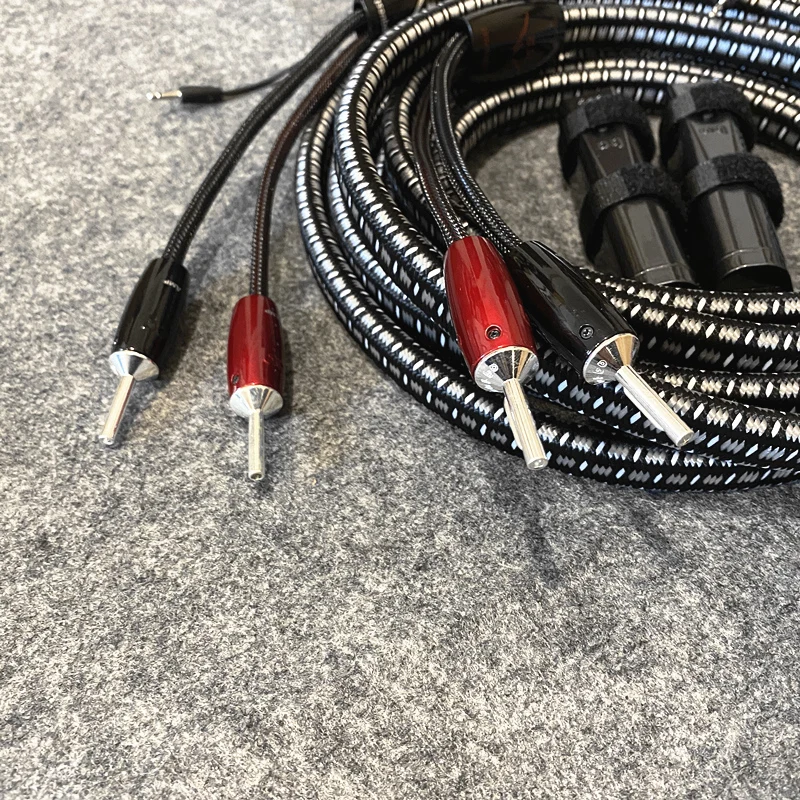K2 Speaker Cable Banana Plug Solid PPS Silver Bi-wire HiFi Audio Line Y Spade Connector