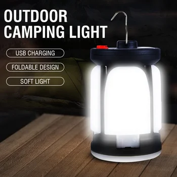 Rechargeable LED Camping Lantern with Folding Floodlight – Portable Tent Light with 3 Modes for Outdoor Use 1