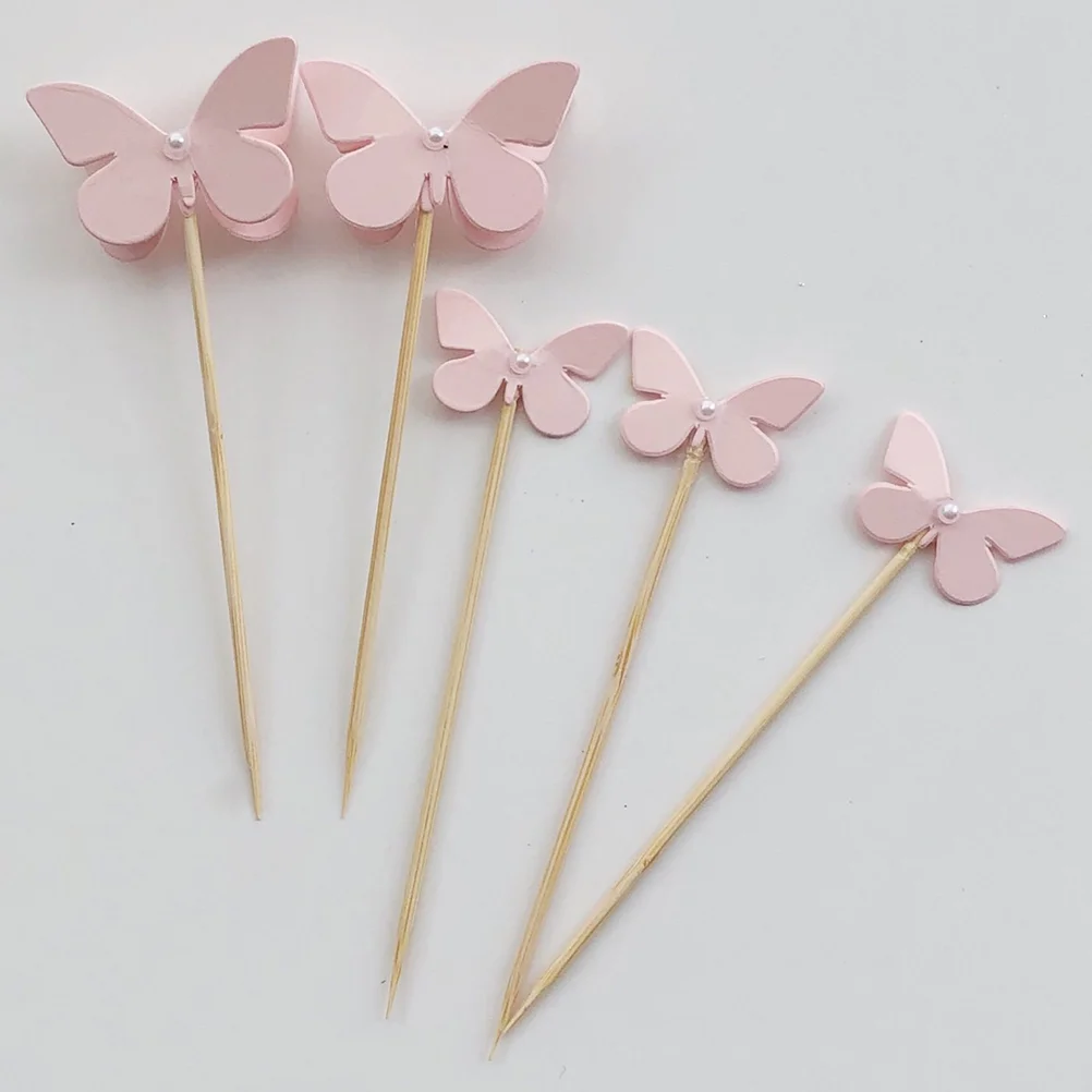 

Cake Toppers Butterfly Shape Pink Cake Decorating Toppers Cake Picks Fruit Picks for Dinner Event