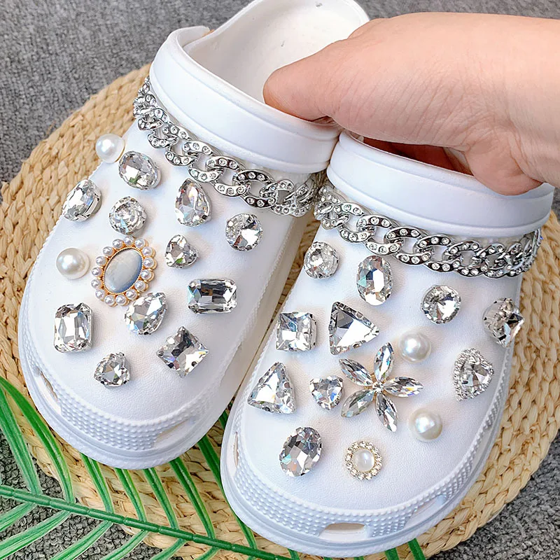 

Croc, подвески для обуви, DIY, прозрачная искусственная жемчужная цепочка, набор сандалий, тапочек, аксессуары для девочек, персонализированное украшение, детские подарки
