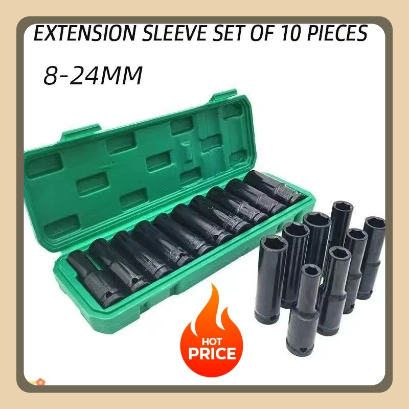 10Pcs of Extended Socket Head Electric Socket Set Telescopic Socket Head Automotive Maintenance Tool Hexagonal Extension
