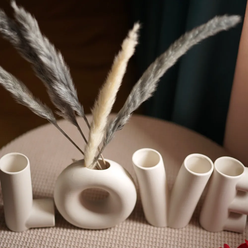 Glazed Ceramic Love Letters Vase Set, Modern Minimalist, Living Room, Wedding Party, Home Decoration Accessories, Interior Table 5