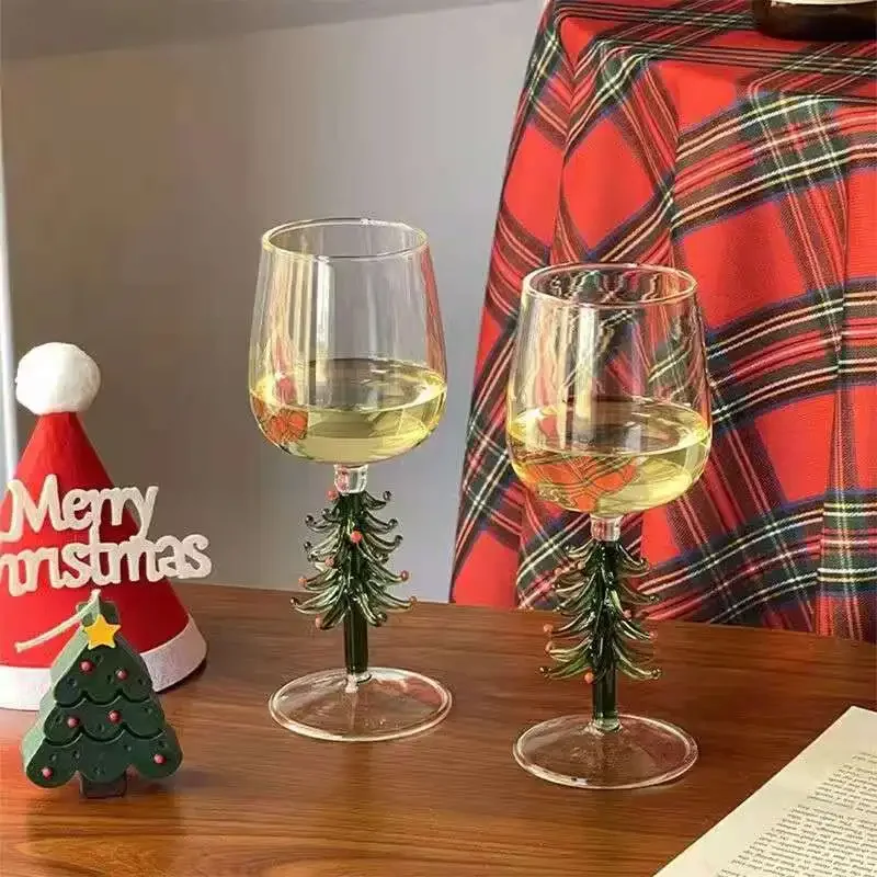 

INS Christmas Tree Cocktail Whisky Champagne Glass 360ML Heat Resistant Coffee Milk Cocoa Cup Home Xmas Party Beverage Drinkware