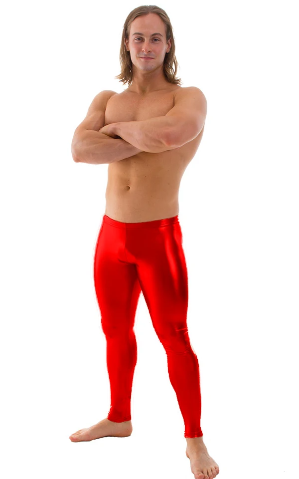 Men Shiny Leggings Look Wet Bright Faux Leather Metallic Stretchy Dance Pants Disco Trousers Rock Punk Style Night Club Nylon