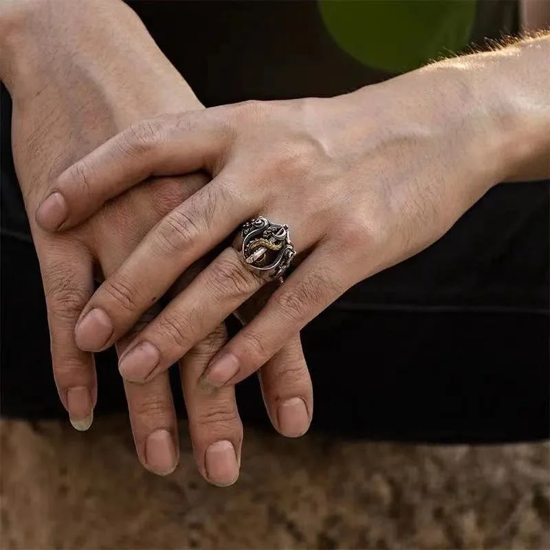 Personalized Index Finger Ring Male Jewelry Adjustable Fashion 925