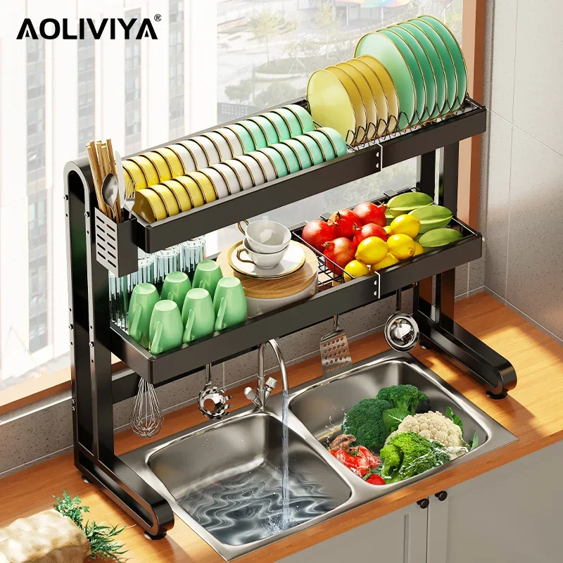 

Выдвижная кухонная стойка SH AOLIVIYA из нержавеющей стали, над раковиной, полка для хранения, кухонный лоток, Набор органайзеров