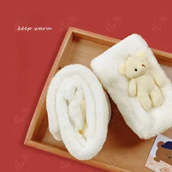 2021 Winter New Imitation Rabbit Hair Pure ColorWoman'S Scarf Neckerchief Man Girls Plush Little Bear Neck Warm Scarves