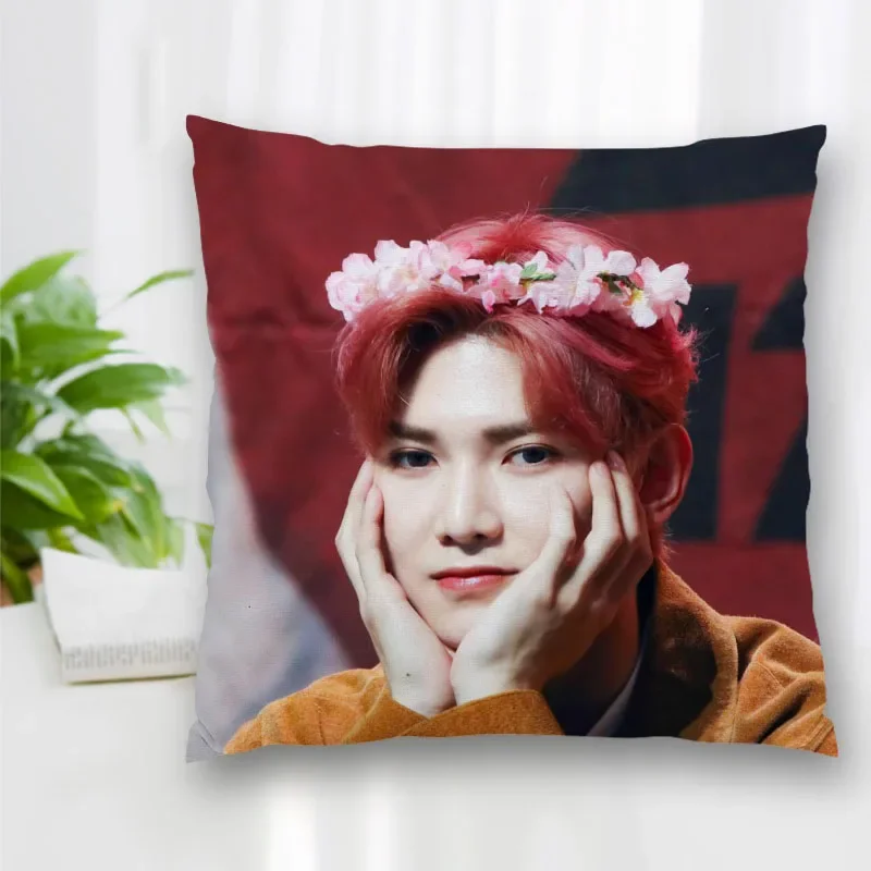 

Custom Yeosang Ateez Pillow Slips Polyester Decorative Pillowcases Zipper Pillow Case Pillowcase Cover Square 40x40cm