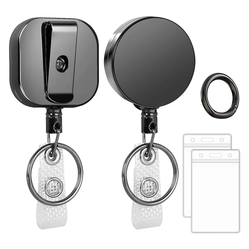 

Retractable Badge Holder Reel Metal ID Badge Holders With Belt Clip Key Ring 26.8 Inches