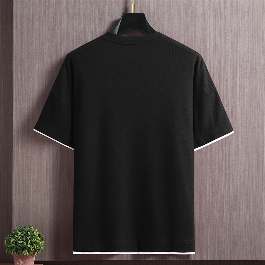 Men's Sets Summer Tracksuit Plus Size 10XL 11XL T-shirts Shorts Suits Male Big Size Summer Suits Black 3
