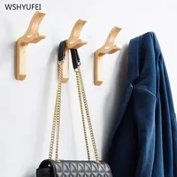 Creative Solid Wood Home Decor Hook Up Door Living Room Bedroom Deoration Accessories Wall-mounted Hangers Punch-free Wall Hook 2
