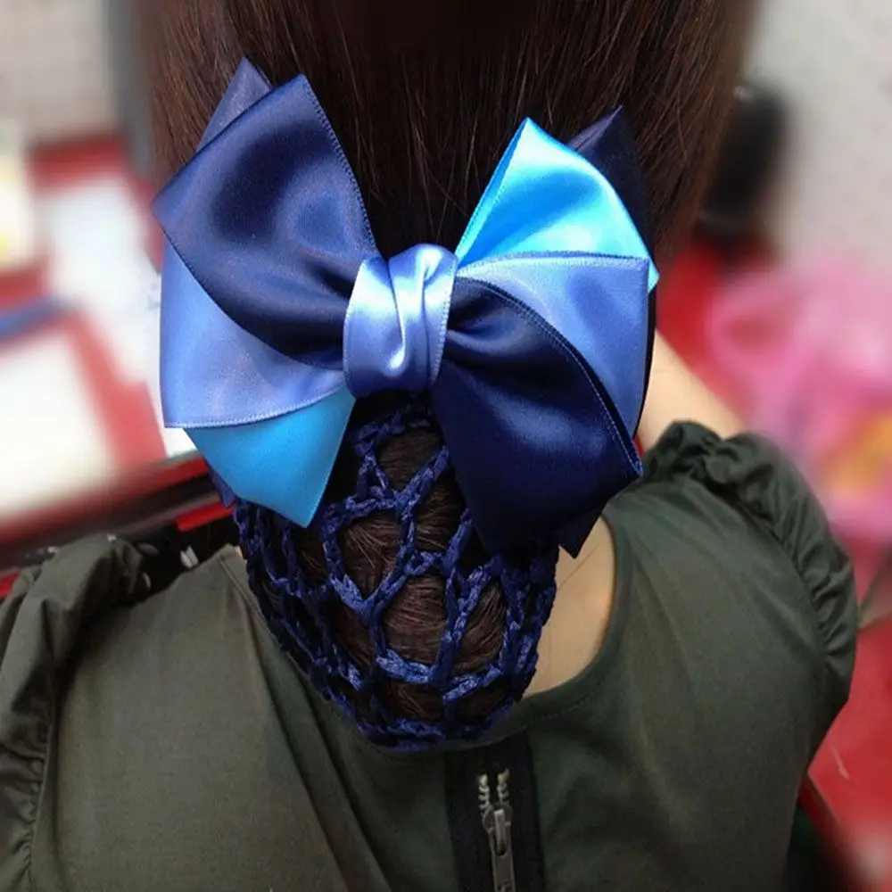 

Jewelry Bank Staff Satin Crochet Net Ribbon Bowknot Snood Bun Maker Occupation Headdresses Hair Accessories Bun Net