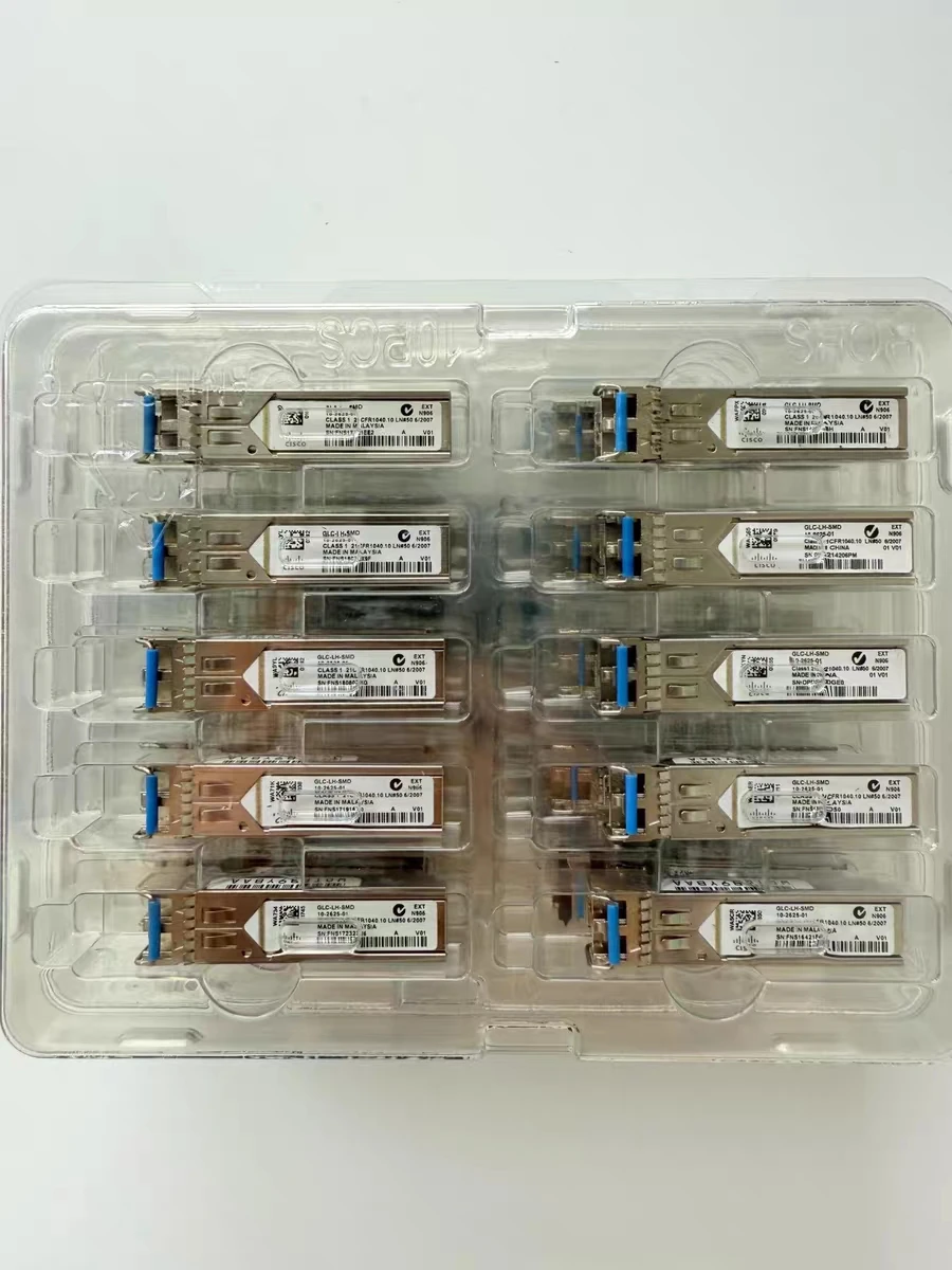 Cisco GLC-LH-SMD SFP 트랜시버 모듈 1000BASE-LX/LH 단일 모드 1310nm 10km 듀얼 LC DOM 기가비트 광섬유 모듈용